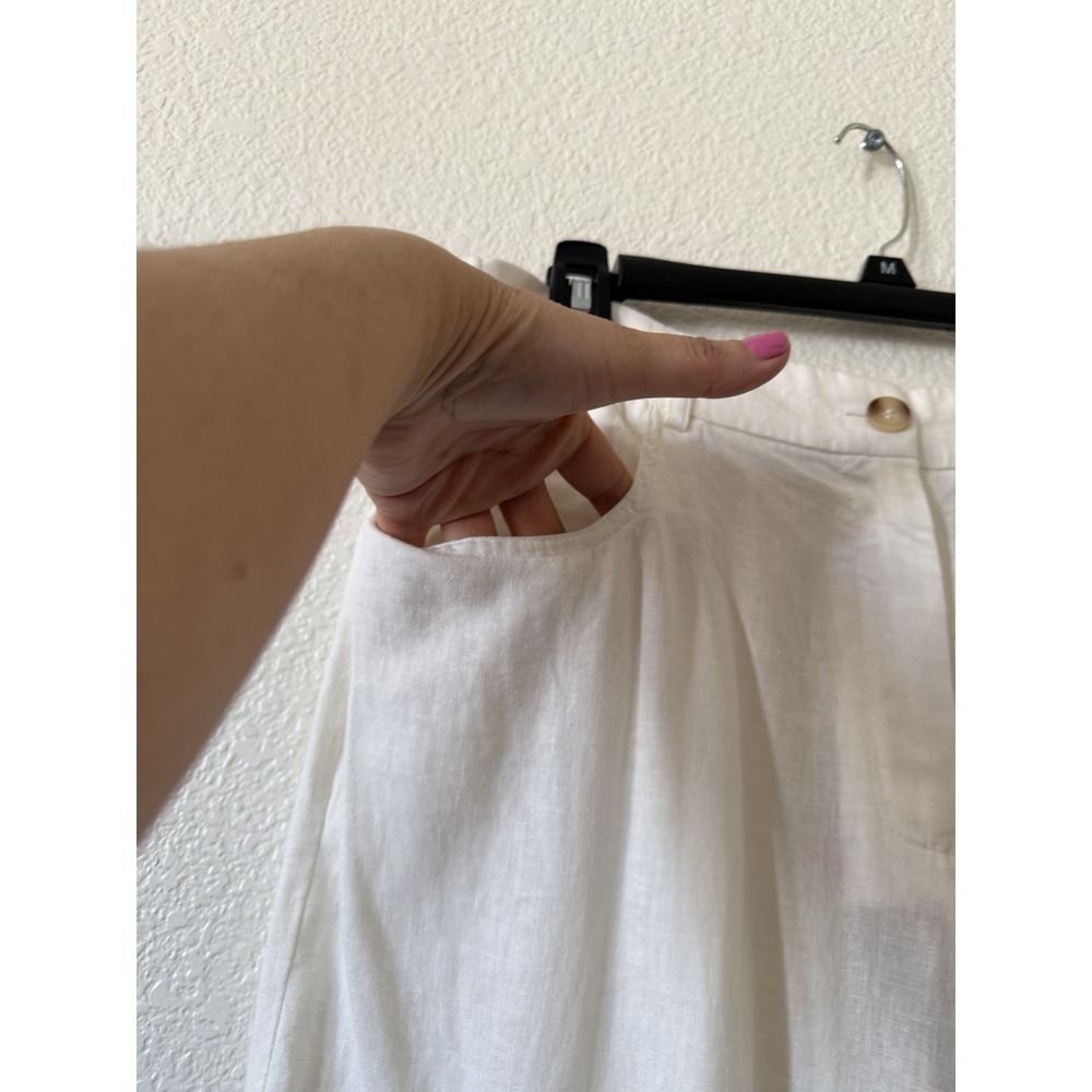New Sincerely Jules Linen Cargo Pants XL White Wide Leg High Rise Linen Blend - Picture 6 of 16